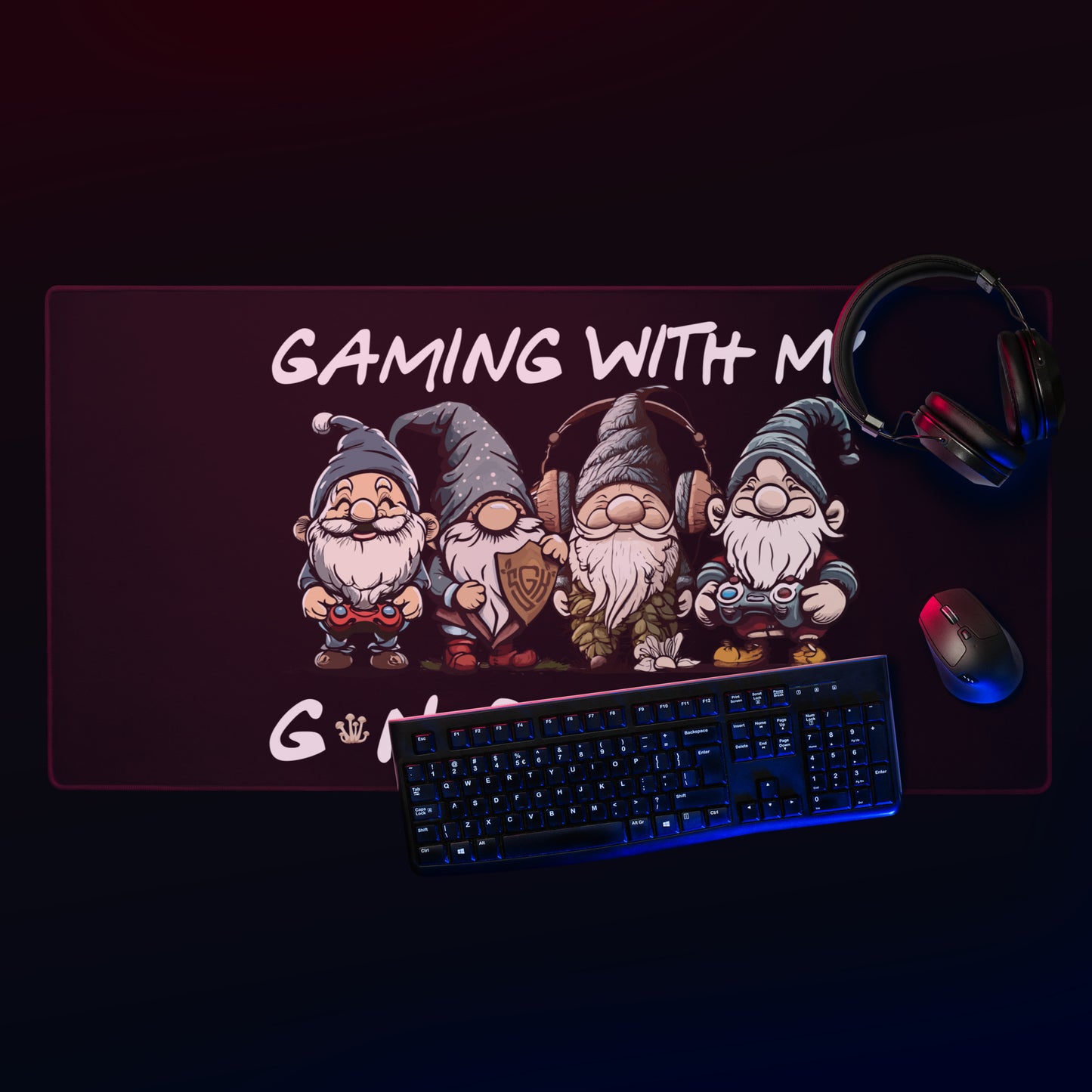 SGK Gaming with my Gnomies 36 x 18 Black Gaming mouse pad