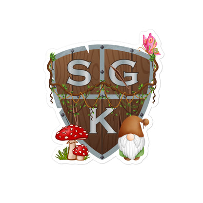 SGK Escudo de Madera con Gnomo Hongo Mariposa Pegatinas sin Burbujas