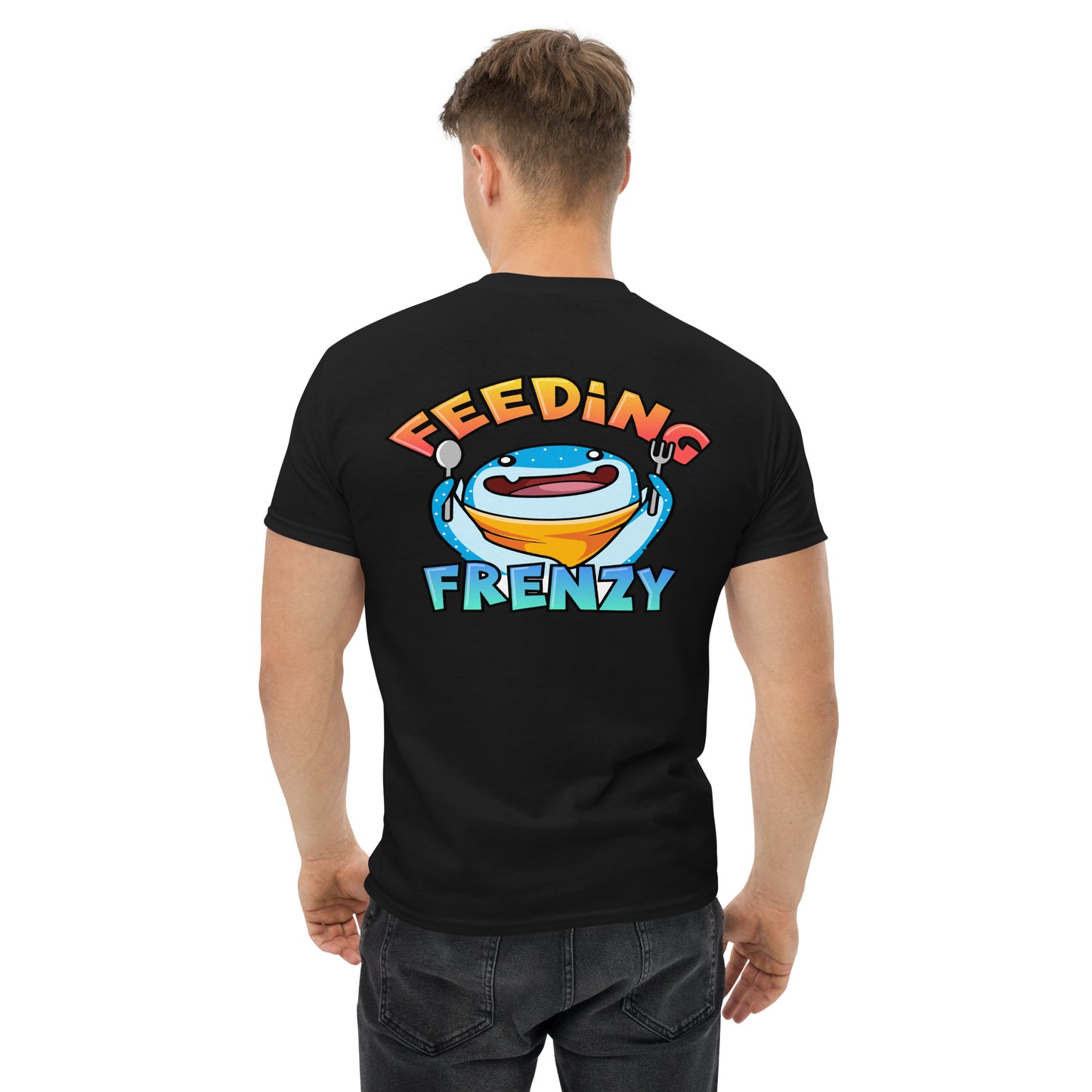 SSU Men's classic tee White Sharks Feeding Frenzy Back