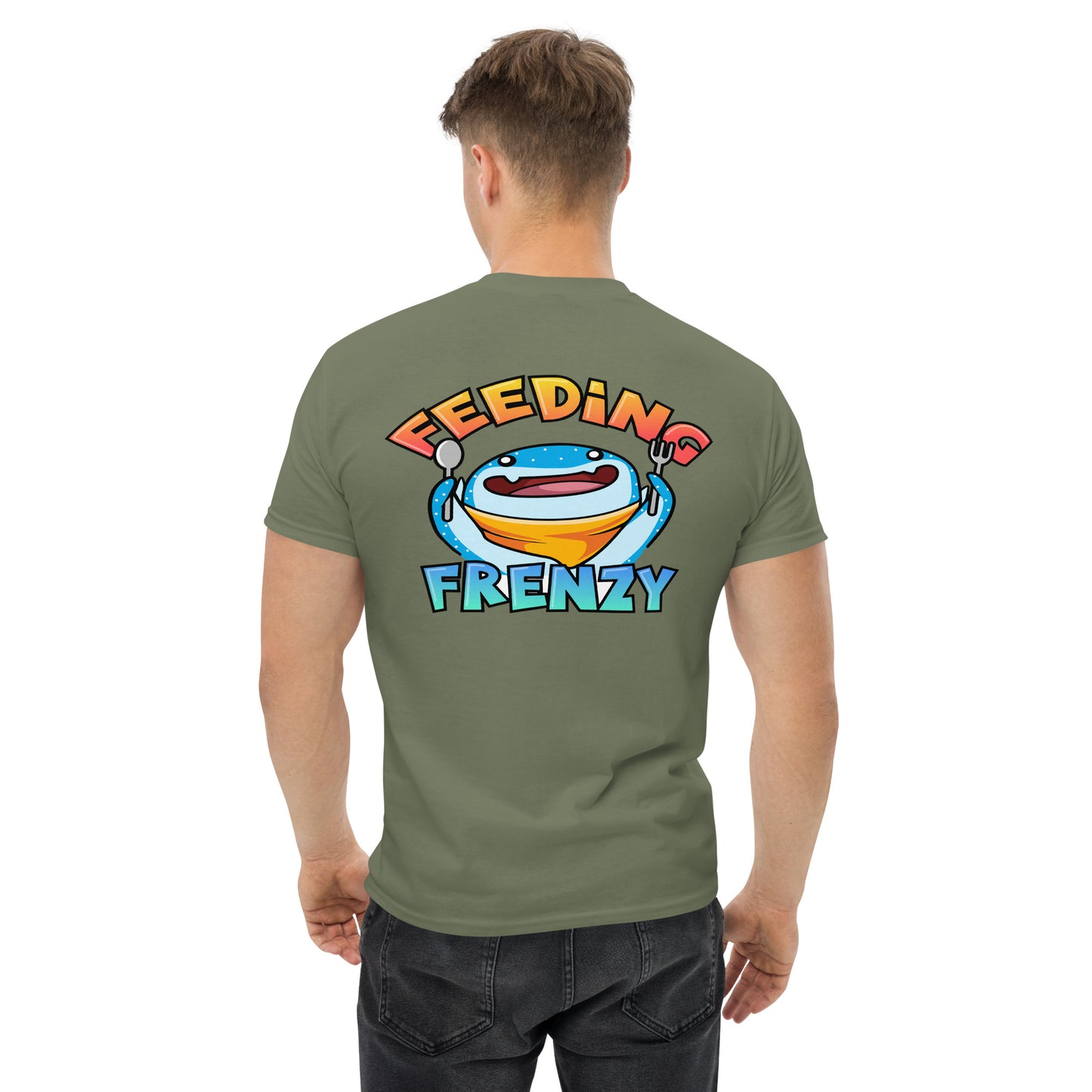 SSU Men's classic tee White Sharks Feeding Frenzy Back