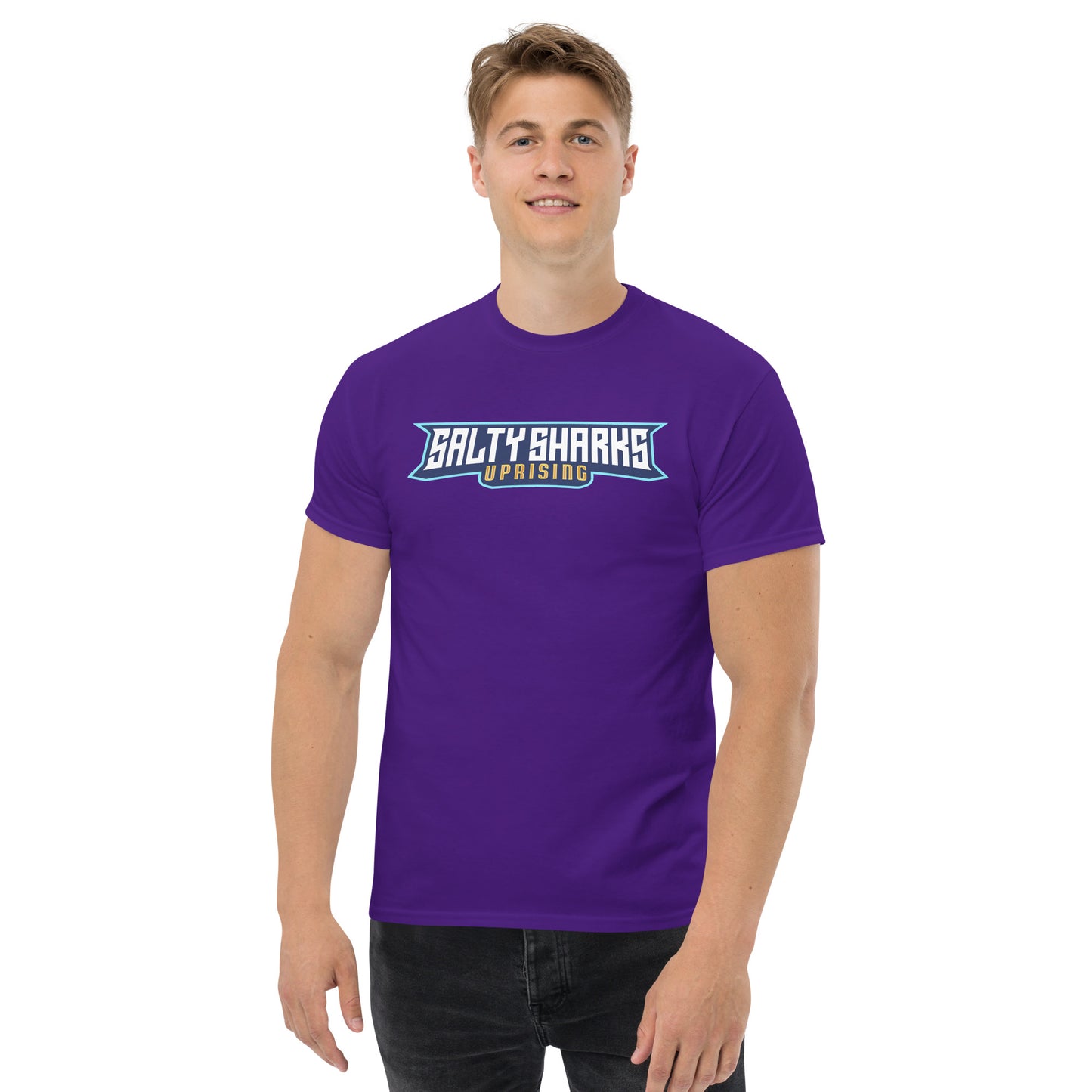 SSU Men's classic tee Salty Sharks Uprising Feeding Frenzy Back