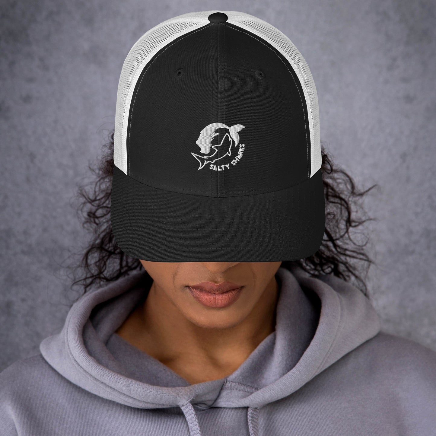 SSU Salty Sharks White Logo Trucker Cap