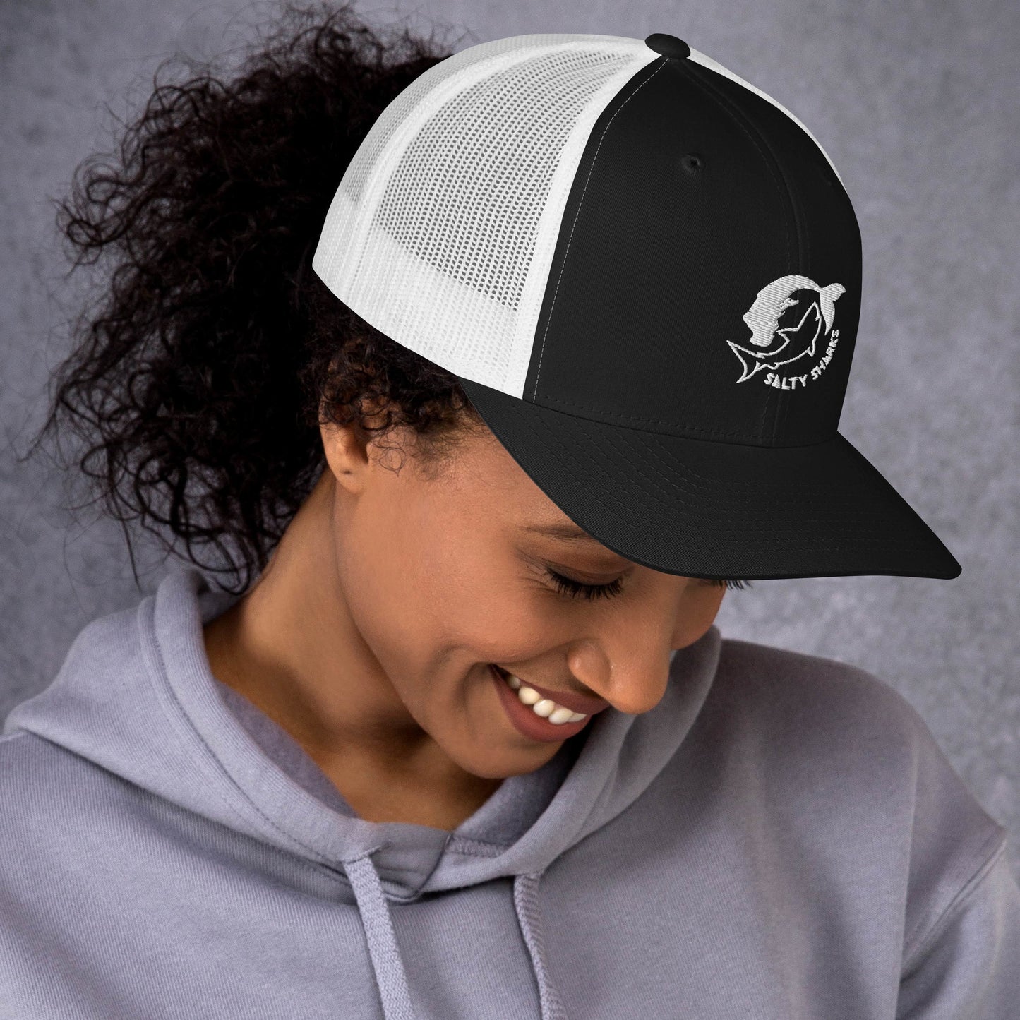 SSU Salty Sharks White Logo Trucker Cap