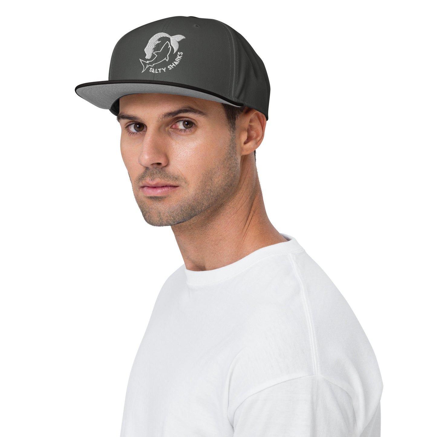 SSU Salty Sharks White Logo Embroidered Snapback Hat