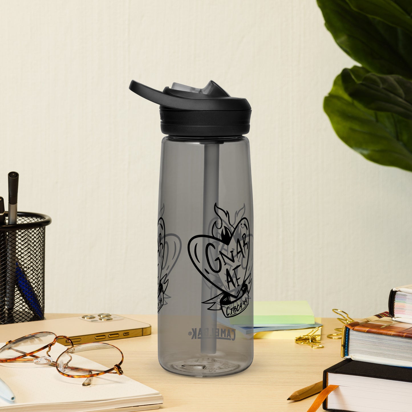 Gnar AF B&W Logo Sports water bottle