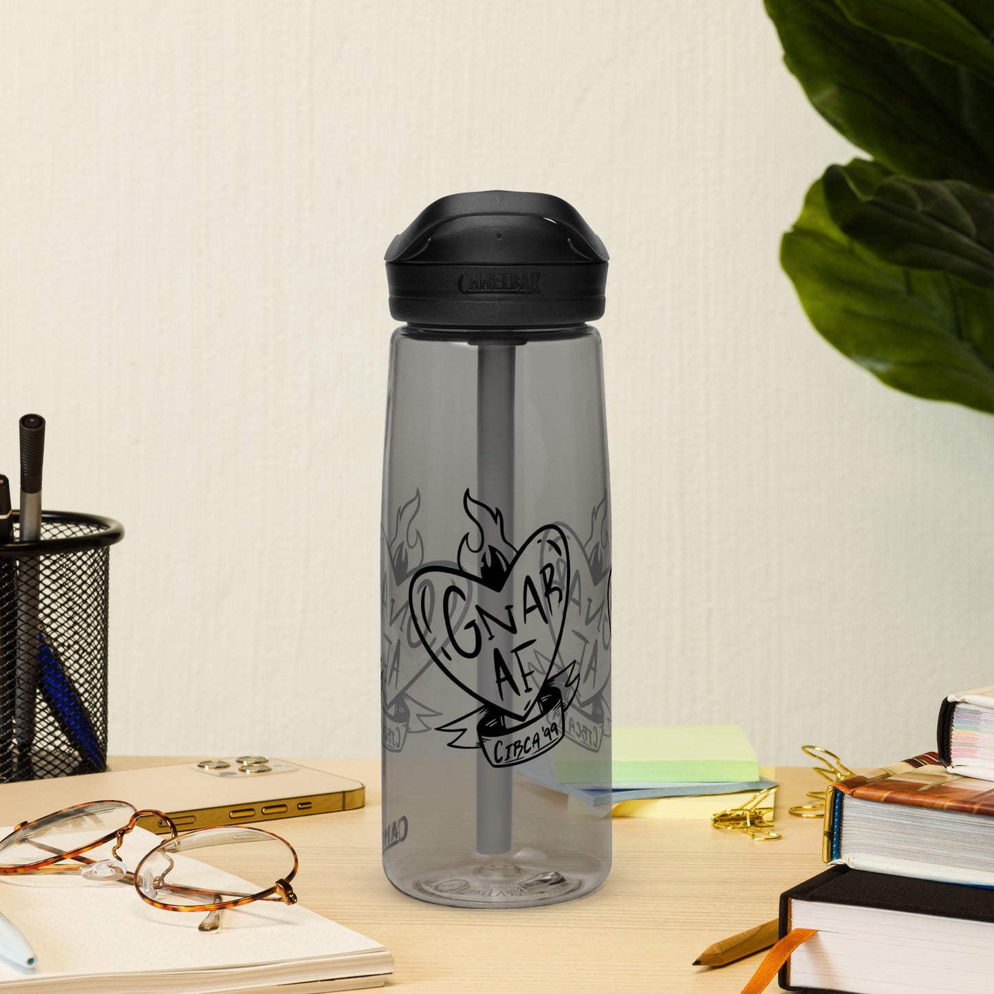 Gnar AF B&W Logo Sports water bottle