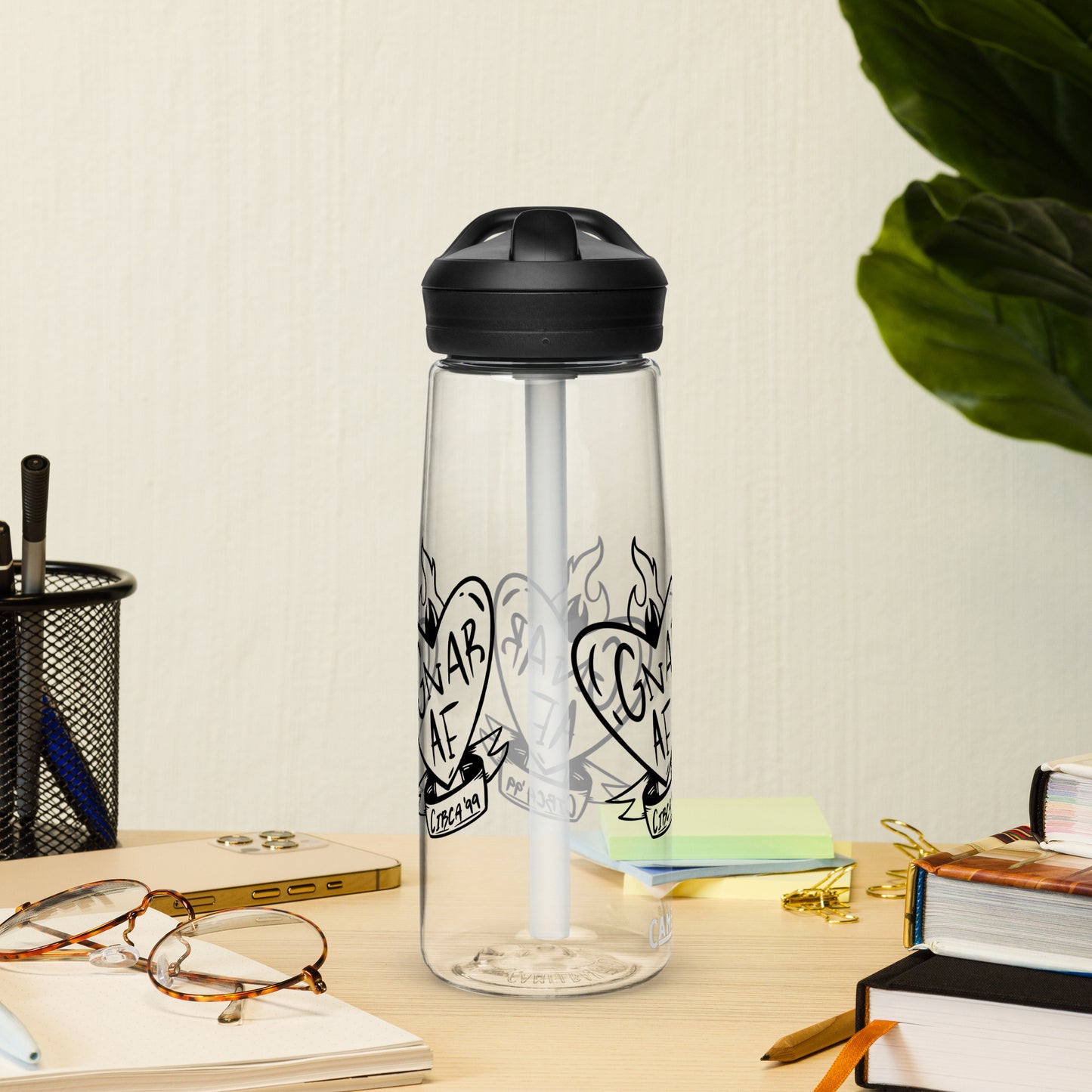 Gnar AF B&W Logo Sports water bottle