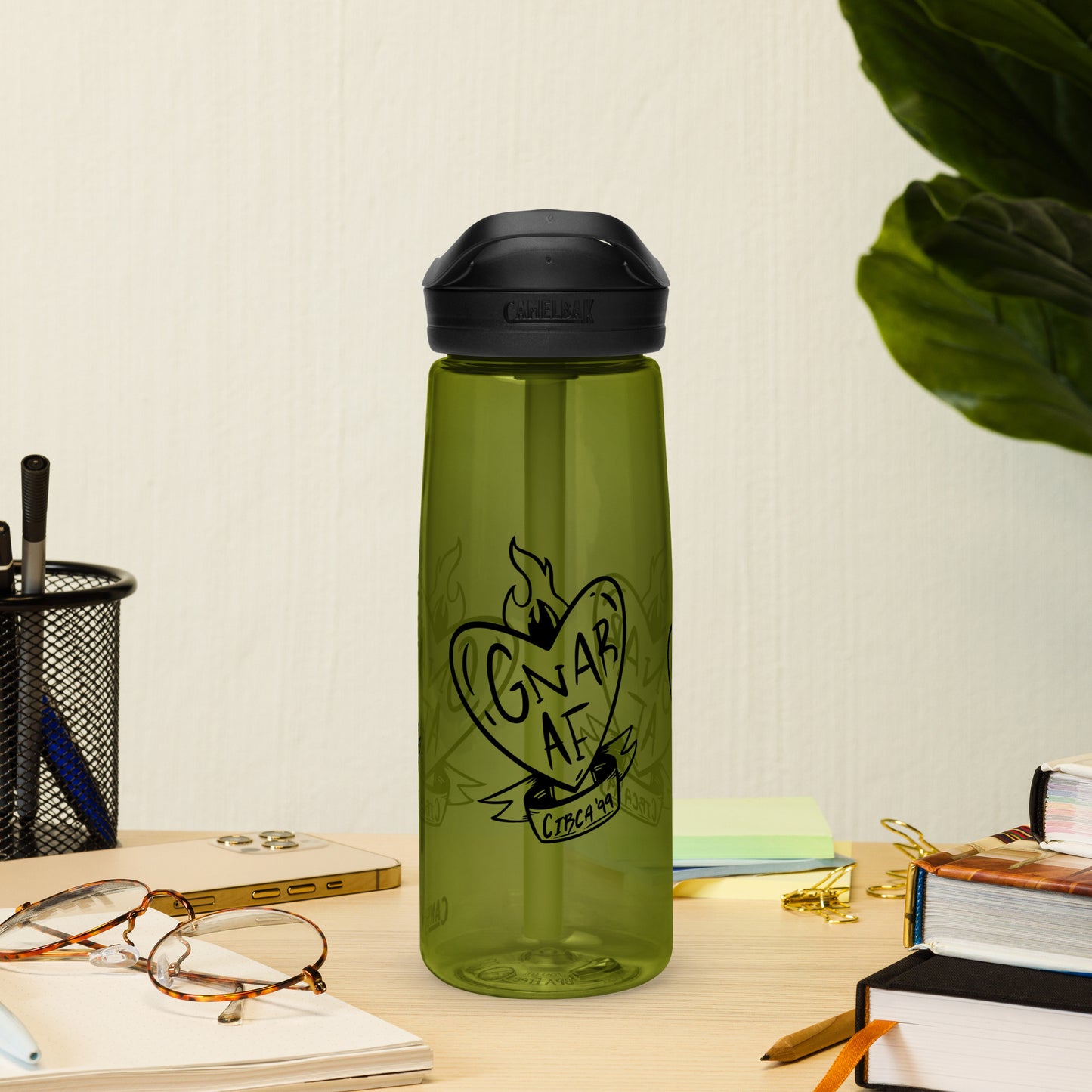 Gnar AF B&W Logo Sports water bottle