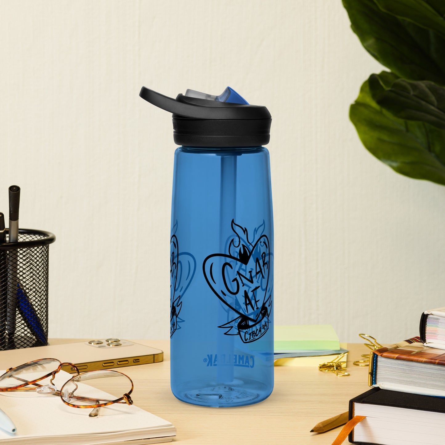 Gnar AF B&W Logo Sports water bottle