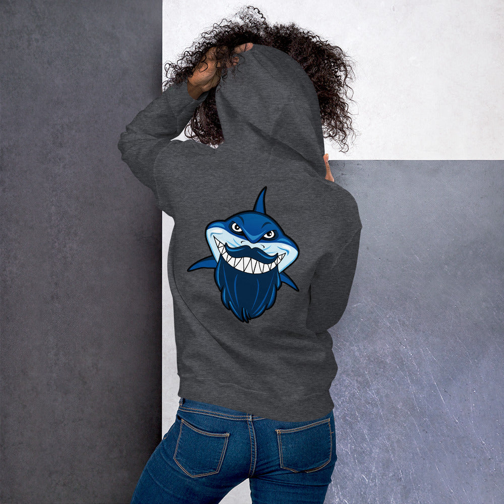 SSU Unisex Pullover Hoodie Black Sharks Bluebeard Back