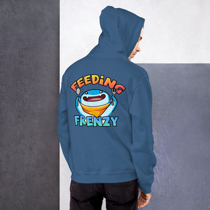 SSU Unisex Pullover Hoodie White Sharks Feeding Frenzy Back