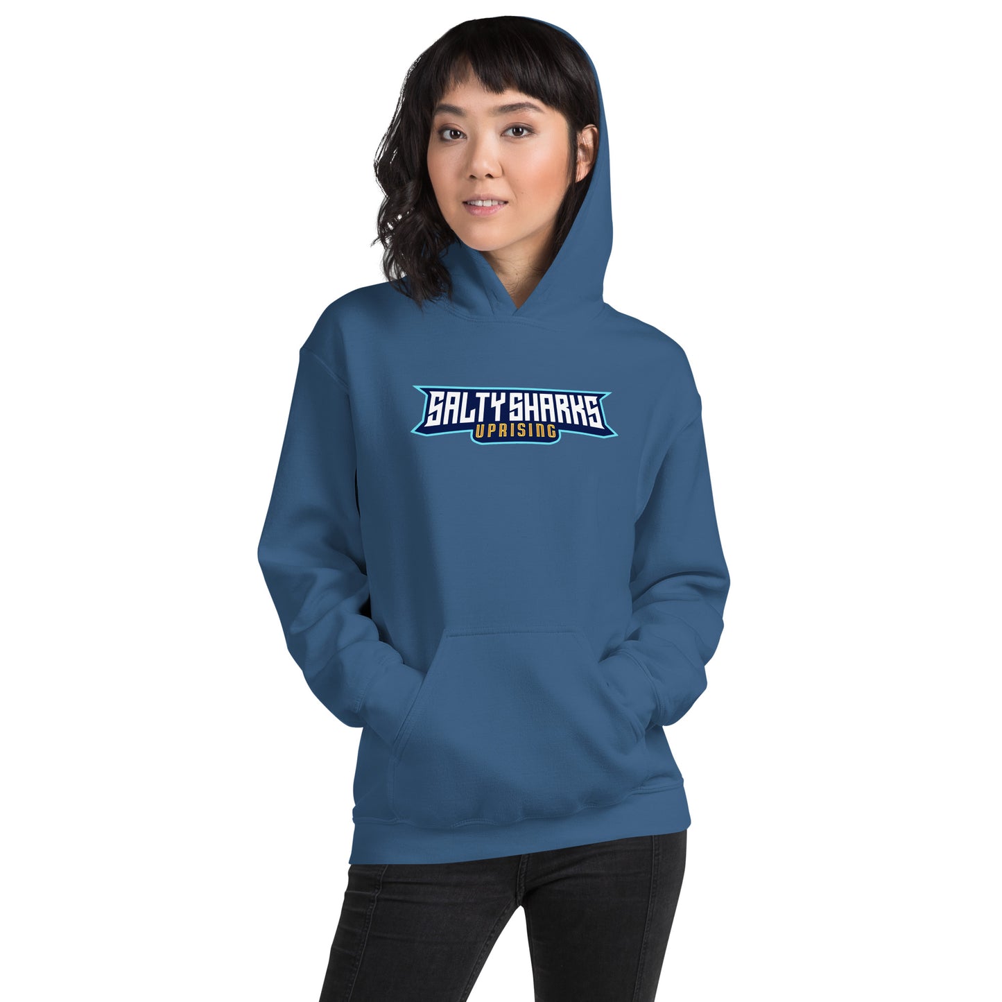 SSU Unisex Pullover Hoodie Salty Sharks Uprising Alexina Back