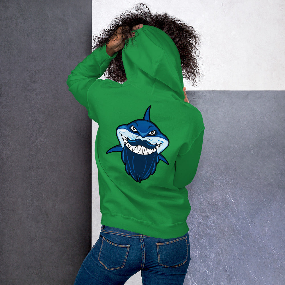 SSU Unisex Pullover Hoodie Black Sharks Bluebeard Back