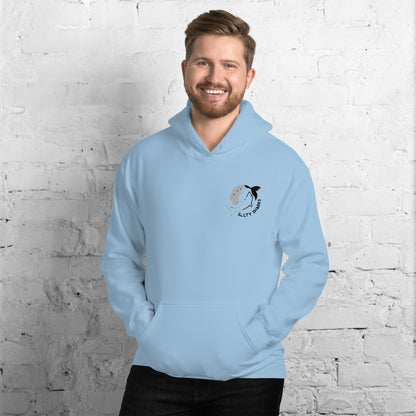 SSU Unisex Pullover Hoodie Black Sharks Feeding Frenzy Back