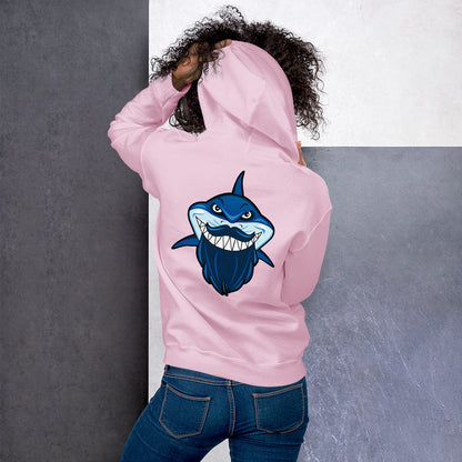 SSU Unisex Pullover Hoodie Black Sharks Bluebeard Back