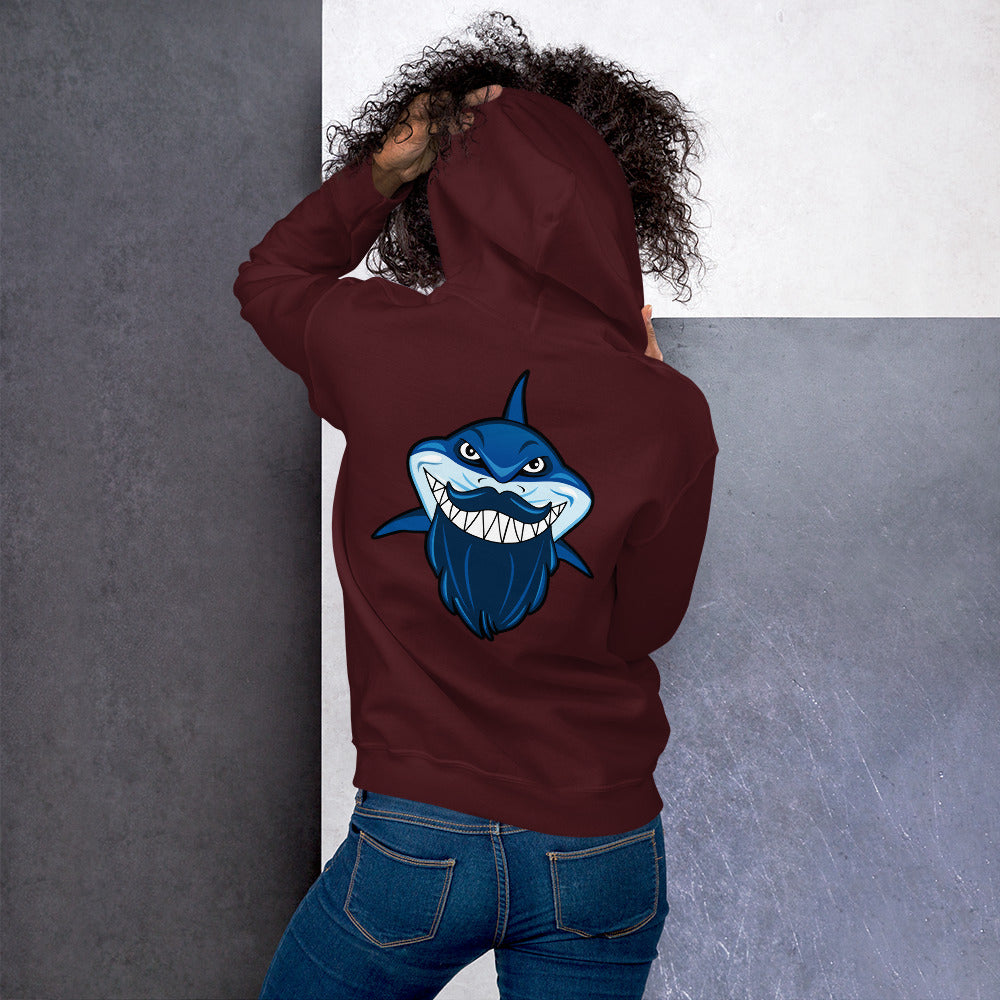 SSU Unisex Pullover Hoodie Black Sharks Bluebeard Back