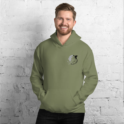 SSU Unisex Pullover Hoodie Black Sharks Feeding Frenzy Back