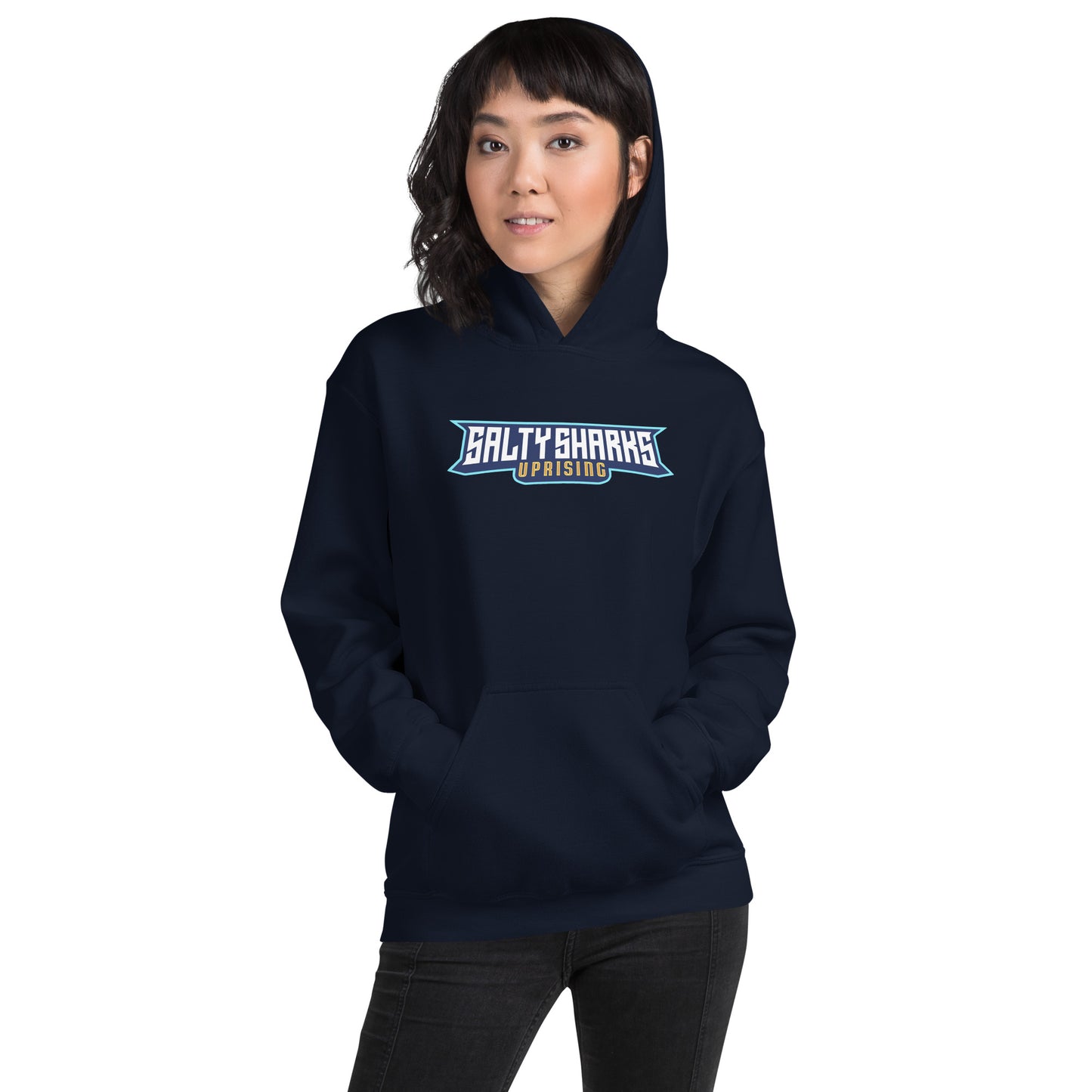 SSU Unisex Pullover Hoodie Salty Sharks Uprising Alexina Back