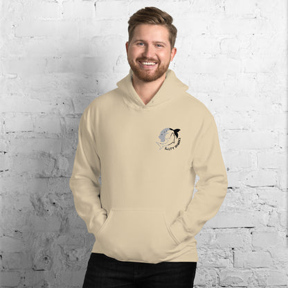 SSU Unisex Pullover Hoodie Black Sharks Feeding Frenzy Back