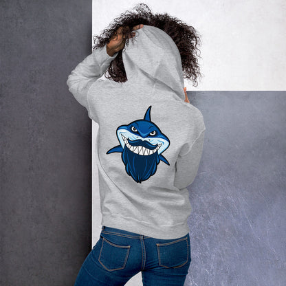 SSU Unisex Pullover Hoodie Black Sharks Bluebeard Back