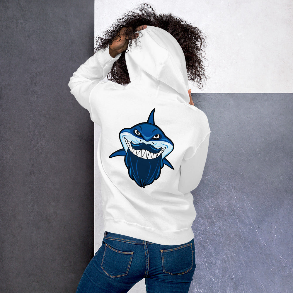 SSU Unisex Pullover Hoodie Black Sharks Bluebeard Back