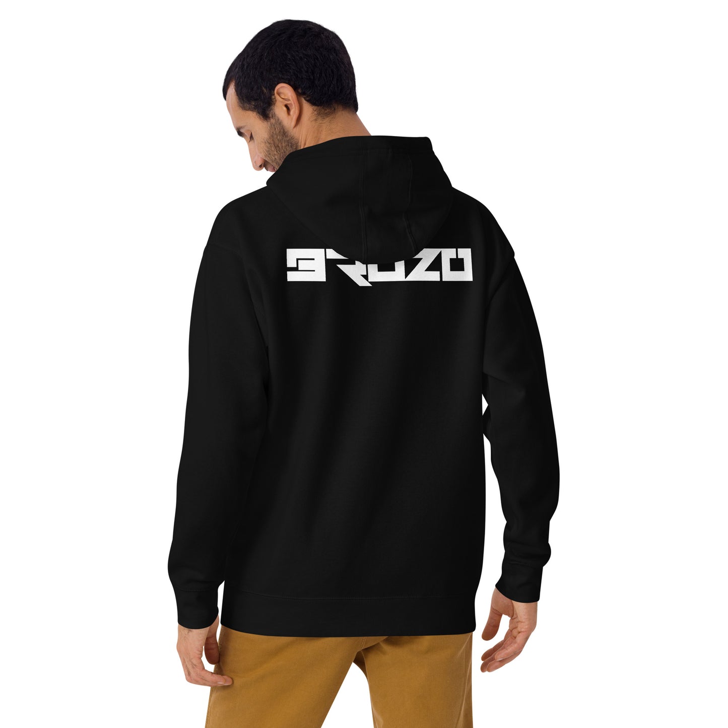 Brozo White Logo Front Text Back Unisex Hoodie
