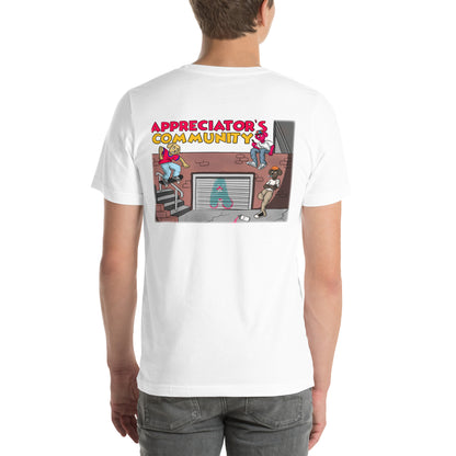 The Appreciators "A" Logo Skate #1 Back Unisex t-shirt